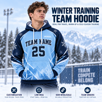 Sweat à capuche d'hiver personnalisé pour équipe, bleu glace, avec logo brodé, nom et numéro, chaud, pour entraînement de basketball, fabricant OEM, vente en gros
