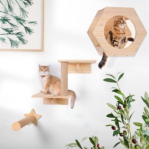 Reposapiés para <span class=keywords><strong>gatos</strong></span>, muebles de escalada de madera, casa para <span class=keywords><strong>gatos</strong></span>, muebles de apartamento, juego de escalones de pared para <span class=keywords><strong>gatos</strong></span> montados en la pared, - Product Image 1