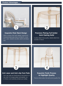 <span class=keywords><strong>Chaise</strong></span> <span class=keywords><strong>Victoria</strong></span> <span class=keywords><strong>Ghost</strong></span> empilable sans accoudoirs en acrylique cristal pour petite salle à manger ou cuisine - Product Image 5