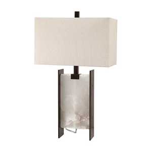 Chinese Style Black White Marble Linen Table Lamp 450x750 Led <b>Light</b> Source E27 Bulb Base Switch Control - Product Image 3