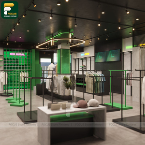 Mueble de Exhibición Contemporáneo para Tienda de Moda, con Estantes de Pared, Mostrador y Caja Registradora - Product Image 4