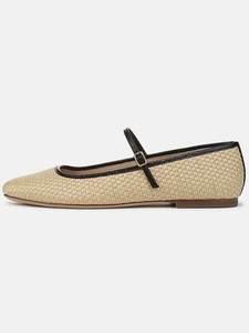 <span class=keywords><strong>Pisos</strong></span> puntiagudos de paja Beige para mujer para vacaciones de verano transpirables cómodos para caminar impresos para Beach Resort al por mayor - Product Image 2