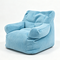 Fauteuil pouf en velours côtelé avec accoudoirs, canapé paresseux en tissu rayé doux, pouf individuel pour salon et chambre à coucher