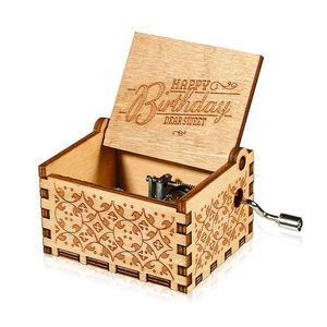 10 designs de boîtes à musique en bois gravées au laser avec manivelle, cadeau d'anniversaire, mélodie Happy Birthday - Product Image 6