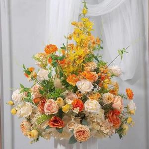 Elegante Vintage boda arco Rosa flor telón <span class=keywords><strong>de</strong></span> fondo soporte profesional <span class=keywords><strong>fiesta</strong></span> suministros Artificial amarillo marrón rústico europeo - Product Image 2