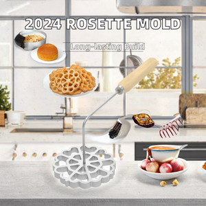 Creatifchef 2025, Nuevo Molde para Galletas de Roseta Reutilizable de Aleación de Aluminio y Madera Maciza con Mango para Herramientas de Repostería y Aperitivos Fritos - Product Image 2