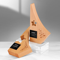 Trophée personnalisé en bois massif pour employés exceptionnels, design étoile, gravé, fabriqué en Chine