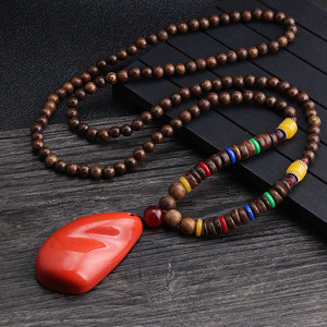Kalung Boho Grosir Pria Vintage Nepal Kalung Agama Tribal Manik-Manik Kayu Perhiasan Buatan Tangan Kalung Manik-Manik Panjang Boho Wanita - Product Image 3