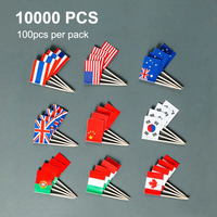 JIAHUI Mini-drapeaux jetables écologiques en bambou pour la décoration de burgers et cupcakes, drapeaux personnalisés pour cure-dents