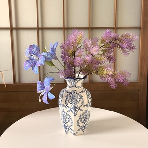 Florero de cerámica de porcelana azul y blanca pintado a mano, decoración de entrada de restaurante, arreglo de flores de peonía de estilo chino Retro - Product Image 6