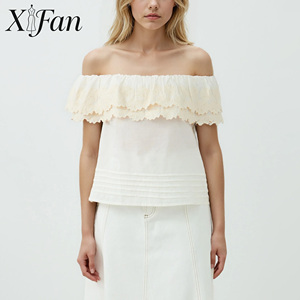 Fabricante de Ropa, Blusa de Moda para Mujer, Estilo Boutique, Sexy, Verano, Bordada, con Hombros Descubiertos - Product Image 1