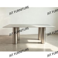 Table à manger rectangulaire moderne en acier inoxydable sur mesure, finition anti-traces de doigts, pour la maison, les restaurants et les hôtels