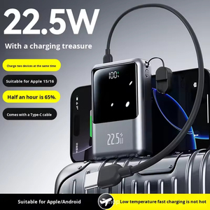 Nuevo Mini Power Bank 2026 de 20000mAh con Carga Súper Rápida de 22.5W PD20W, Cable Tipo-C Integrado, Cargador Portátil, Bajo MOQ, Venta al Por Mayor - Product Image 5