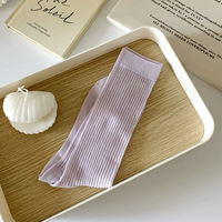 Chaussettes mi-mollet personnalisées en coton fin, respirantes, couleur unie macaron, chaussettes amples pour femmes