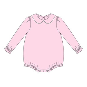 Tutina Unisex per Neonati in Cotone Pima con Colletto <span class=keywords><strong>Peter</strong></span> <span class=keywords><strong>Pan</strong></span> Arricciato e Bordo Picot, Personalizzabile con Monogramma - Product Image 3
