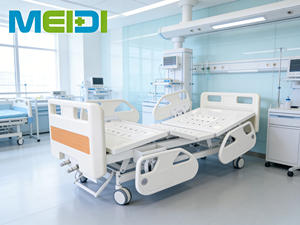 <span class=keywords><strong>Lit</strong></span> médical manuel perforé à trois manivelles et quatre barrières, idéal pour les soins à domicile et l'hôpital – Meilleures ventes - Product Image 2