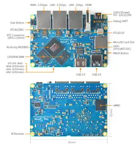 Rockchip RK3588S 8GB LPDDR4 32GB eMMCGbpsイーサネットポートを備えた新しいオリジナルのNanoPiR6S開発ボード