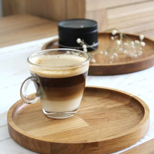 Plateau en bois de chêne massif Plateau de service rustique minimaliste pour collations Boissons Art mural Art déco Design pour la maison Cuisine Suspendue - Product Image 1