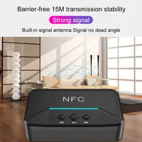 Adaptador Receptor de Audio Tideseer NFC BT200, Reproductor de Música USB, Entrada AUX de 3.5mm, RCA R/L, Compatible con Reproducción desde USB, Cobertura de 15m para Altavoces