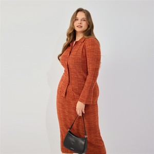 Conjunto de 2 Piezas de Ropa de Invierno para Mujer 2026, Talla Grande, Color Terracota, Estilo Casual, Cárdigan y <span class=keywords><strong>Falda</strong></span> de Punto, Estilo Diario Chic - Product Image 3