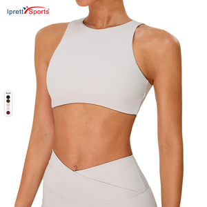 Soutien-gorge de sport athlétique à col haut pour femmes, style 2026, dos haut, impact élevé, hauts de sport en nylon extensible et doux pour femmes - Product Image 1