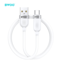 BWOO 3A kabel pengisian daya USB A ke Tipe C kustom TPE kabel Data putih pengisi daya Cepat Ponsel