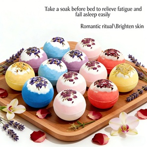 Bombes de bain aux fleurs séchées 100g, boules de bain moussantes aux huiles essentielles, bombes de bain nettoyantes bio - Product Image 3