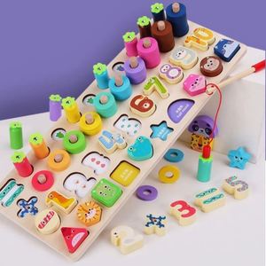 Juguete Educativo Montessori 4 en 1 con Forma de Animales, Tablero de Actividades Sensoriales, Juguete de Pesca de Madera para Niños y Niñas - Product Image 1