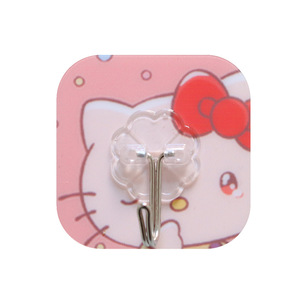Cute Cartoon <b>Adhesive</b> <b>Hooks</b> 3kg Load Square Wall Mounted Kitchen Bathroom Storage No Drilling Traceless <b>Hook</b> - Product Image 5