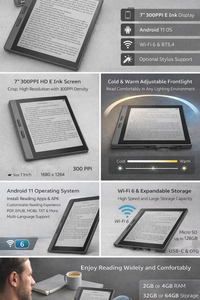 Lector de Libros Electrónicos de 7 Pulgadas con Pantalla Táctil Grande de Alta Resolución, Lectura de Libros Electrónicos Gratuitos en Lector de Libros Electrónicos con Logotipo Personalizado - Product Image 4