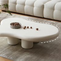 Ensemble Table Basse Moderne Crème Blanc Design Nuage Ondulé pour Salon