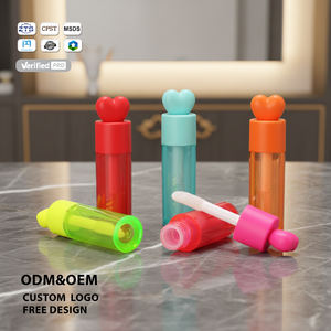 Contenant de brillant à lèvres en PETG de forme spéciale, design unique, tube vide avec bouchon à vis, logo personnalisé - Product Image 1