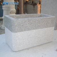 Bac à fleurs décoratif en pierre de granit poli avec bords flamés G603 pour jardin