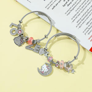 2025 New Trendy Glitter Cat Shiny <b>Moon</b> Love Charm <b>Bracelet</b> Stylish Zinc Alloy Rhodium Plated Unisex Fashion Jewelry Niche Design - Product Image 4