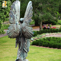 Décoration de jardin extérieur coulée bronze ailes d'ange sculpture dorée