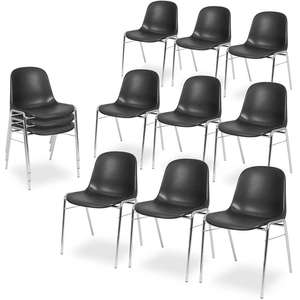 12er-Set Formschalenstühle Mit Verchromten Gestell, Stapelbar, LxTxH 495x520x770mm - Product Image 1
