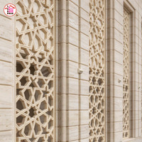 Projet de mosquée à grande échelle, pilier en marbre naturel, incrustation murale, médaillon en marbre découpé au jet d'eau, décoration intérieure de luxe en pierre