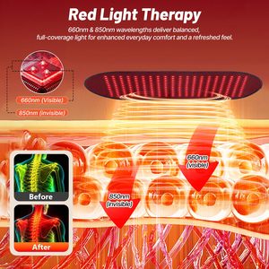 Tapis de <span class=keywords><strong>luminothérapie</strong></span> rouge 39,4'' x 23,6'' pour le corps, couverture de <span class=keywords><strong>luminothérapie</strong></span> à 360 LED pour la maison, soulagement des douleurs musculaires - Product Image 2