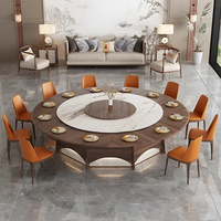Table à manger électrique moderne de forme ronde pour 20 personnes Hotel Club Restaurant avec lumières Plateau en marbre Plateau de roche Plateau tournant Lazysuan