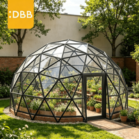 Serre en verre dôme extérieure économique de 2,4 m, grande serre de jardin en verre résistante aux intempéries, kit de serre quatre saisons pour légumes à vendre