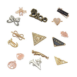 Quanzhou Engraved Gold Round Brand <b>Name</b> Custom Metal Logo <b>Tag</b> Label <b>for</b> <b>Clothing</b> - Product Image 3