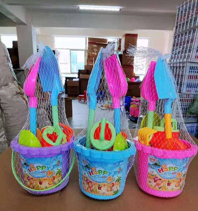 Wholesale Plastic Beach Sand Toys Bucket Set With Sifter,Shovel,Rake,Watering Can,6 Animal And