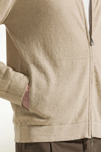 Cárdigan de Cachemira para <span class=keywords><strong>Hombre</strong></span>, Primavera-Verano, Color Beige, Manga Larga, Cierre Completo, <span class=keywords><strong>Cuello</strong></span> <span class=keywords><strong>Alto</strong></span> Simulado, Suéter Ligero de Lujo, OEM - Product Image 3