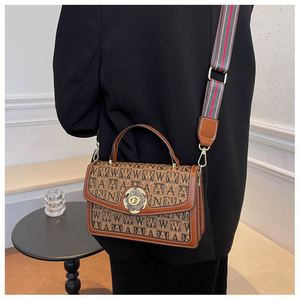 Retro <b>Small</b> square Bag 2022 New Texture Printing European and American Messenger Broadband Shoulder Bag Ladies Handbag - Product Image 4