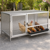 CHONGTONGPET Cage extérieure en métal pour volailles, poulailler, enclos d'élevage rectangulaire en treillis diamanté, mangeoire galvanisée, tout en métal