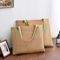 Sac fourre-tout en jute naturel, personnalisé avec logo, écologique et durable, idéal pour le shopping, les voyages d'été, la plage, les mariages et les fêtes