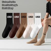 Chaussettes de sport en coton pour hommes, personnalisables avec logo, motif jacquard, tricotées, respirantes, rayées, pour l'hiver, le cyclisme et le sport, avec lettres mignonnes