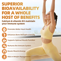 Suplemento de Calcio 600mg D3 5000 UI K2 MK-7 100mcg B12 1000mcg en Cápsulas Blandas, Apoyo para Huesos, Corazón, Sistema Inmunológico y Nervioso, Sin GMO ni Gluten