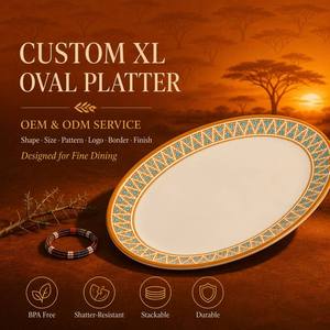 Assiette ovale en mélamine 14 pouces OEM ODM pour dîner, plat <span class=keywords><strong>de</strong></span> service familial grand format pour dinde entière et poisson, incassable, vente en gros - Product Image 1