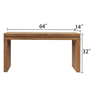 Rustic Wood Console <b>Table</b> 64in Decorative Beaded Trim Entryway <b>Table</b> - Product Image 5